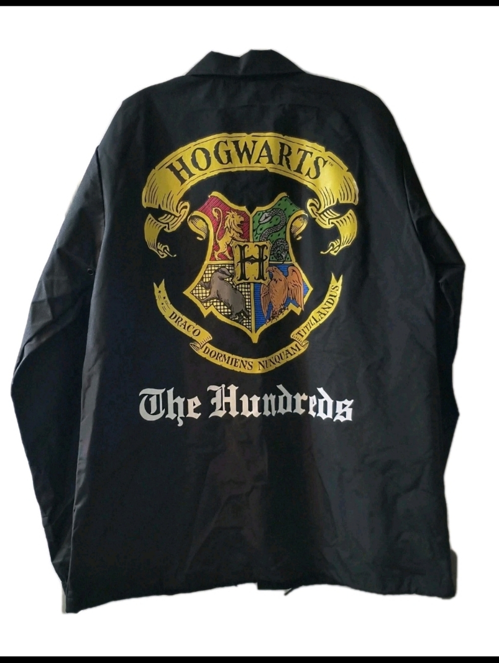 NWOT The Hundreds x Harry Potter Hogwarts Crest Coaches Jacket Black XL